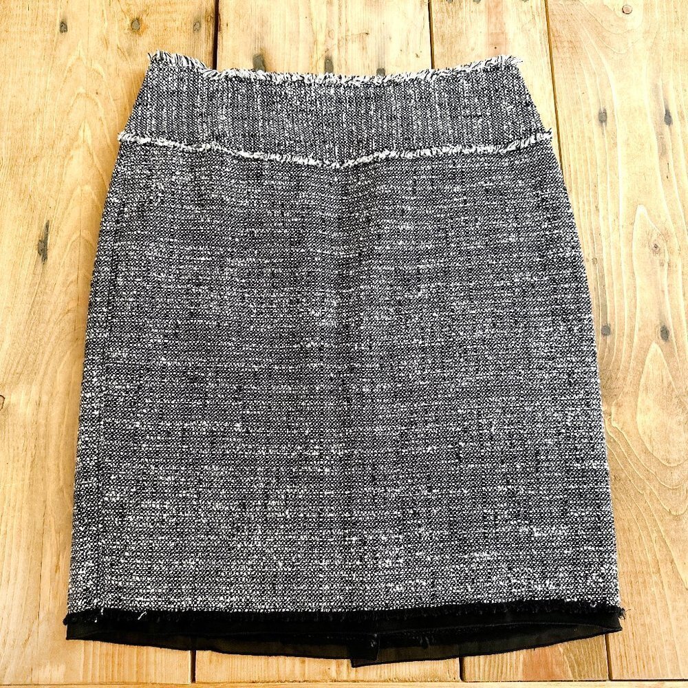Ann Taylor Tweed‎ Skirt Fine Italian Fabric 6 Black White Gray